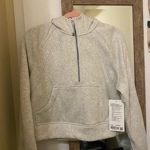 Lululemon Light Grey Scuba Oversized Half Zip Plush Hoodie